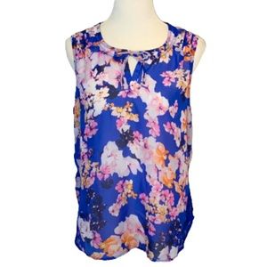 Candie’s Sheer Floral Sleeveless Top Size XL